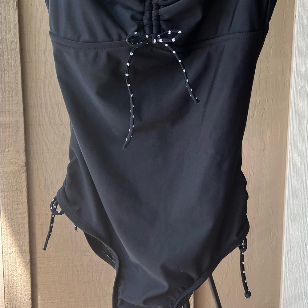 Black Bathing Suit Polka Dot Strap & Ties. Too cute very feminine & sexy.
